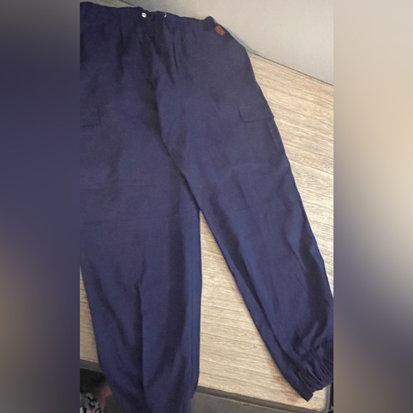 Men’s Cargo Navy Pants, Drawstring, Elastic Bottom, Size Large - Picture 2 of 11